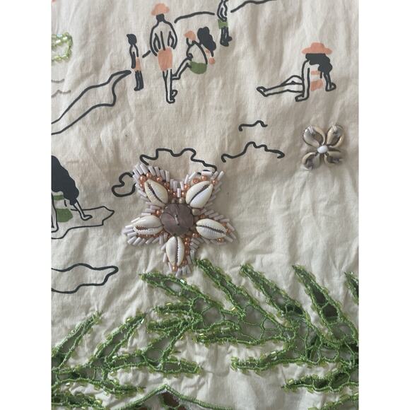 Basil Maude‎ Skirt Sz 10 A Line Beaded Sequin Tropical Beach Scene Hawaiian - Picture 6 of 6